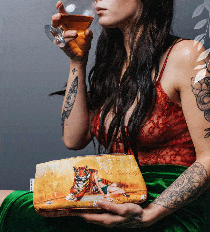 Slideshow of person holding Barefoot Venus Apricot Brandy products, such as: argan body oil, discovery bag, and body cream.