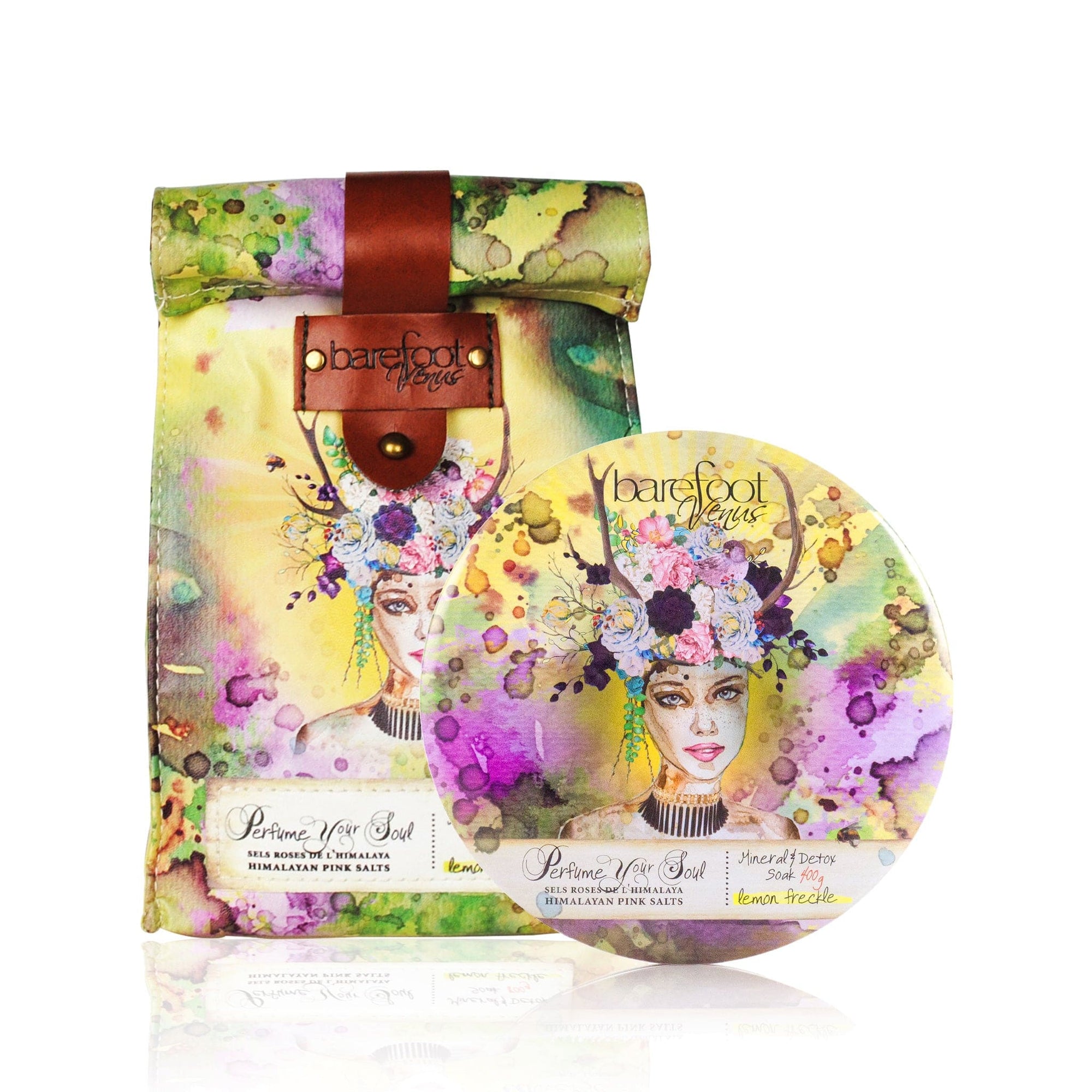 Whimsical Tin & Refill Bag AROMATIC BLEND OF MINERAL-RICH SALTS Barefoot Venus