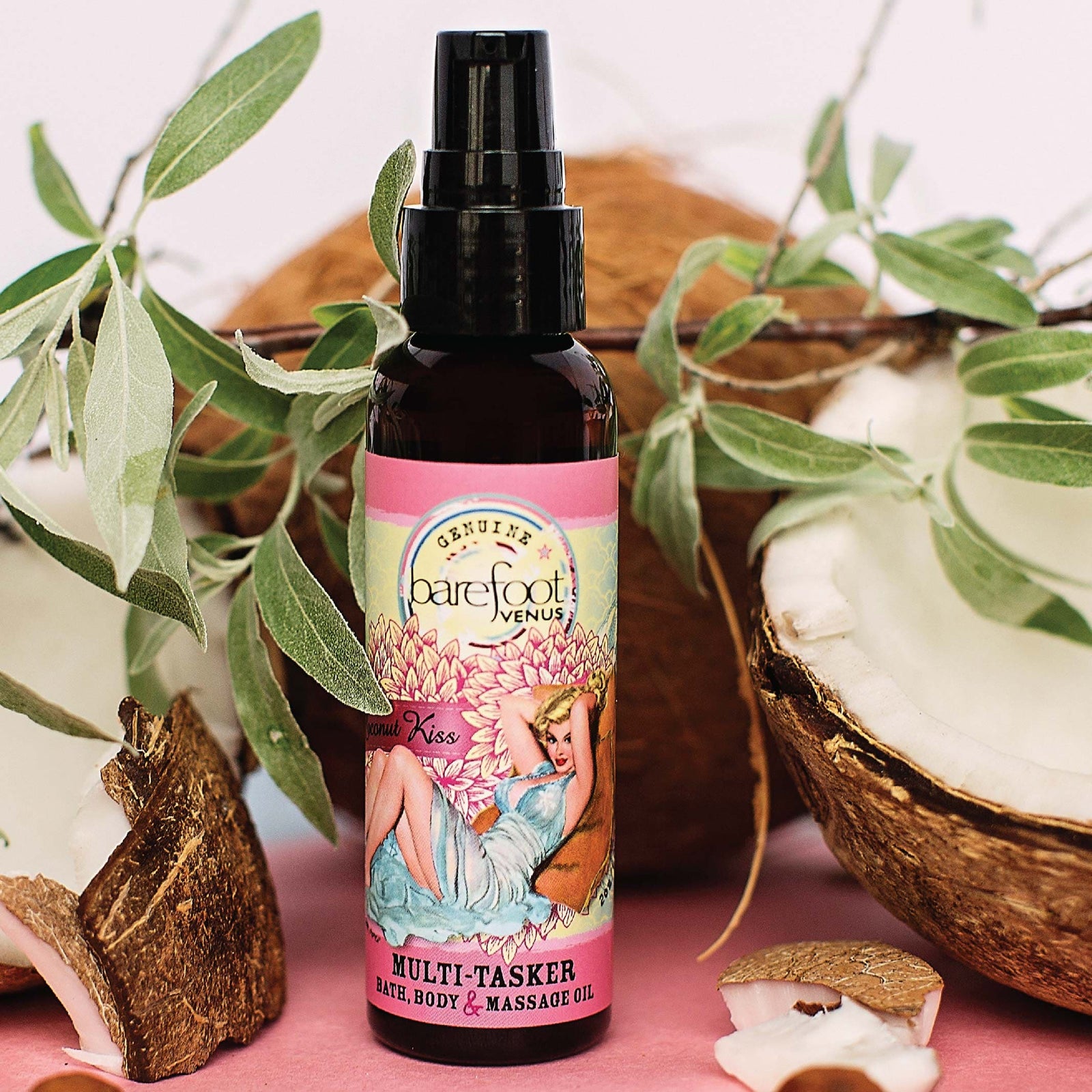 Coconut Kiss Multi-Tasker 3-IN-1 OIL MASSAGE, BATH, SKIN. SILKY-SOFTNESS. Barefoot Venus