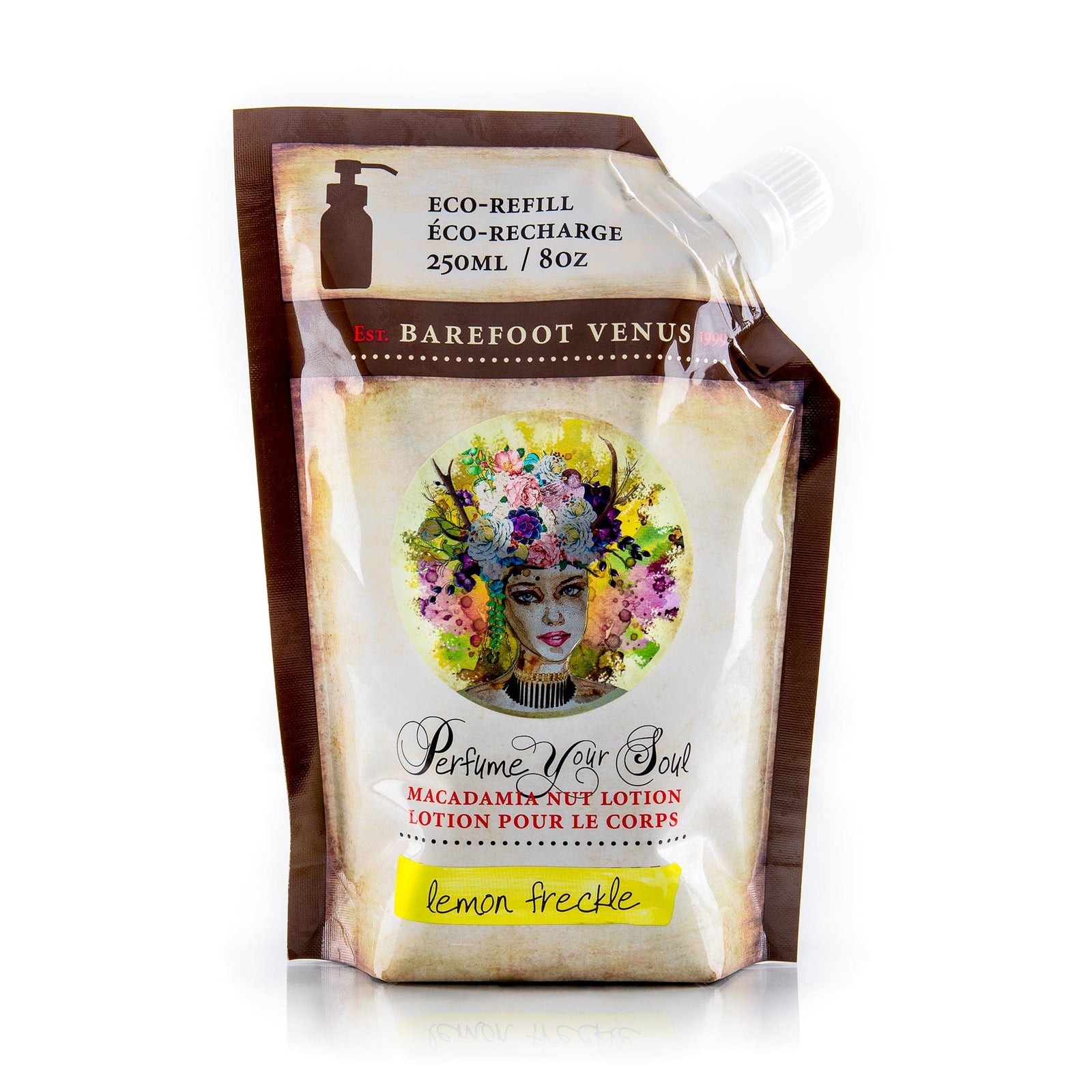 Lemon Freckle Lotion Eco Refill MORE TO LOVE. SUPER-HYDRATING MACADAMIA NUT OIL. Barefoot Venus