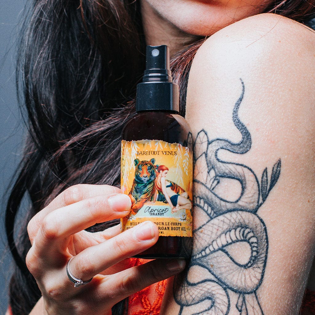 Mini Apricot Brandy Argan Body Oil PROTECTIVE. DEWY FINISH. Barefoot Venus