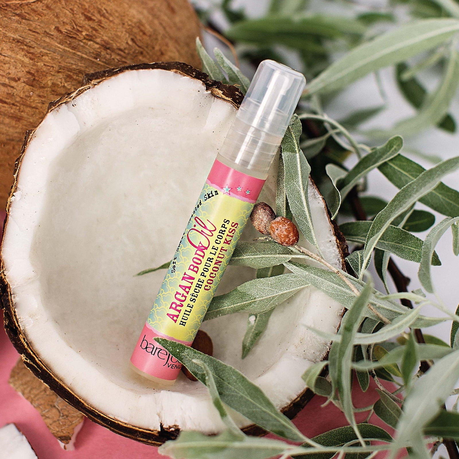 Mini Coconut Kiss Argan Body Oil SILKY-SMOOTHNESS. Barefoot Venus